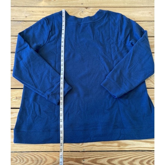 NEW D&Co Crew Neck Sweatshirt Size XL Women’s Blue Brushed Waffle Knit - Picture 5 of 8